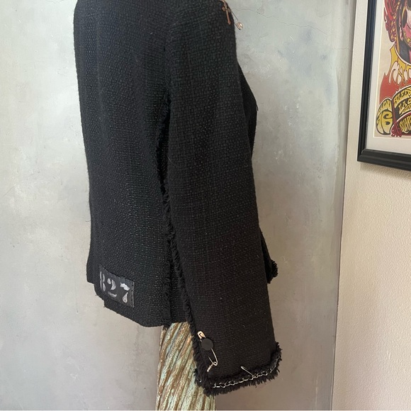 Upcycled Ann Taylor Chunky Boucle’ Jacket w. Chain, Pin & Charm Embellishments - Picture 11 of 16
